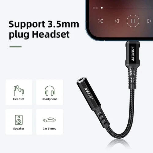 Acefast Aux Cables Premium Lightning Aux Jack / Cable (Apple MFI Certified)