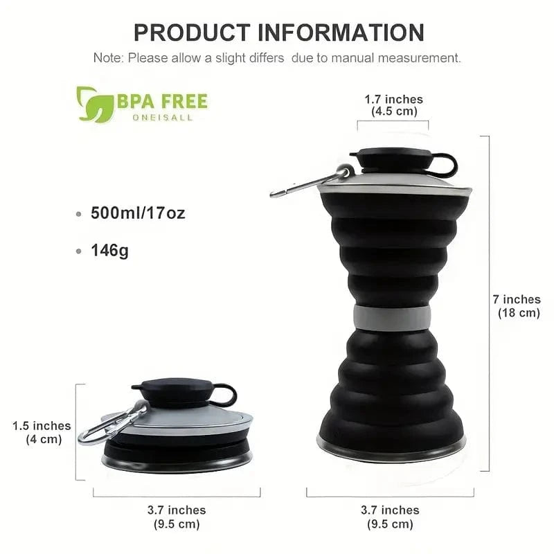 BroDeals Collapsible Water Bottle Collapsible Water Bottle - Black