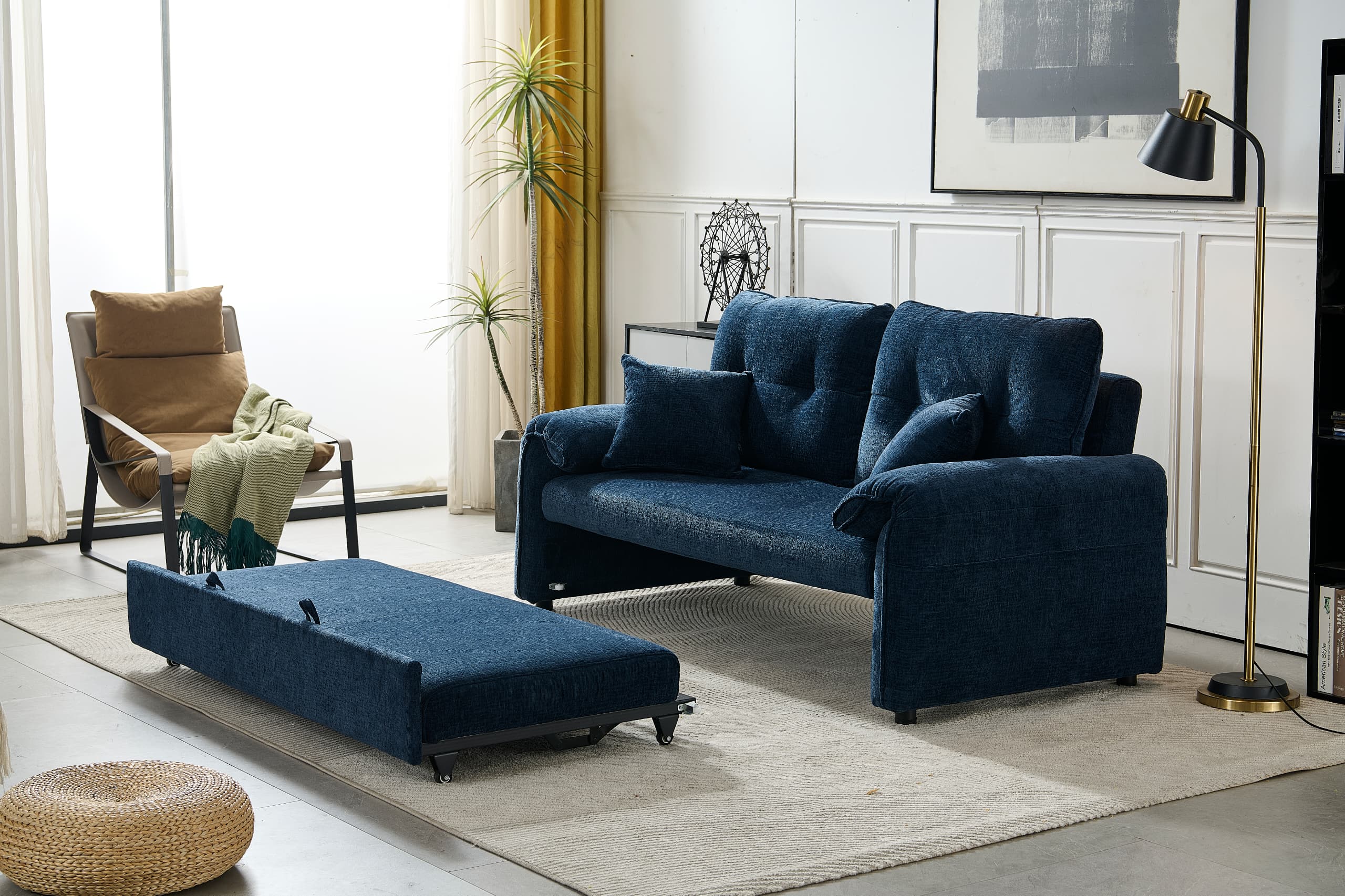 BroDeals Sofabed Rome 2 Seater Roll Out Sofabed - Dark Blue