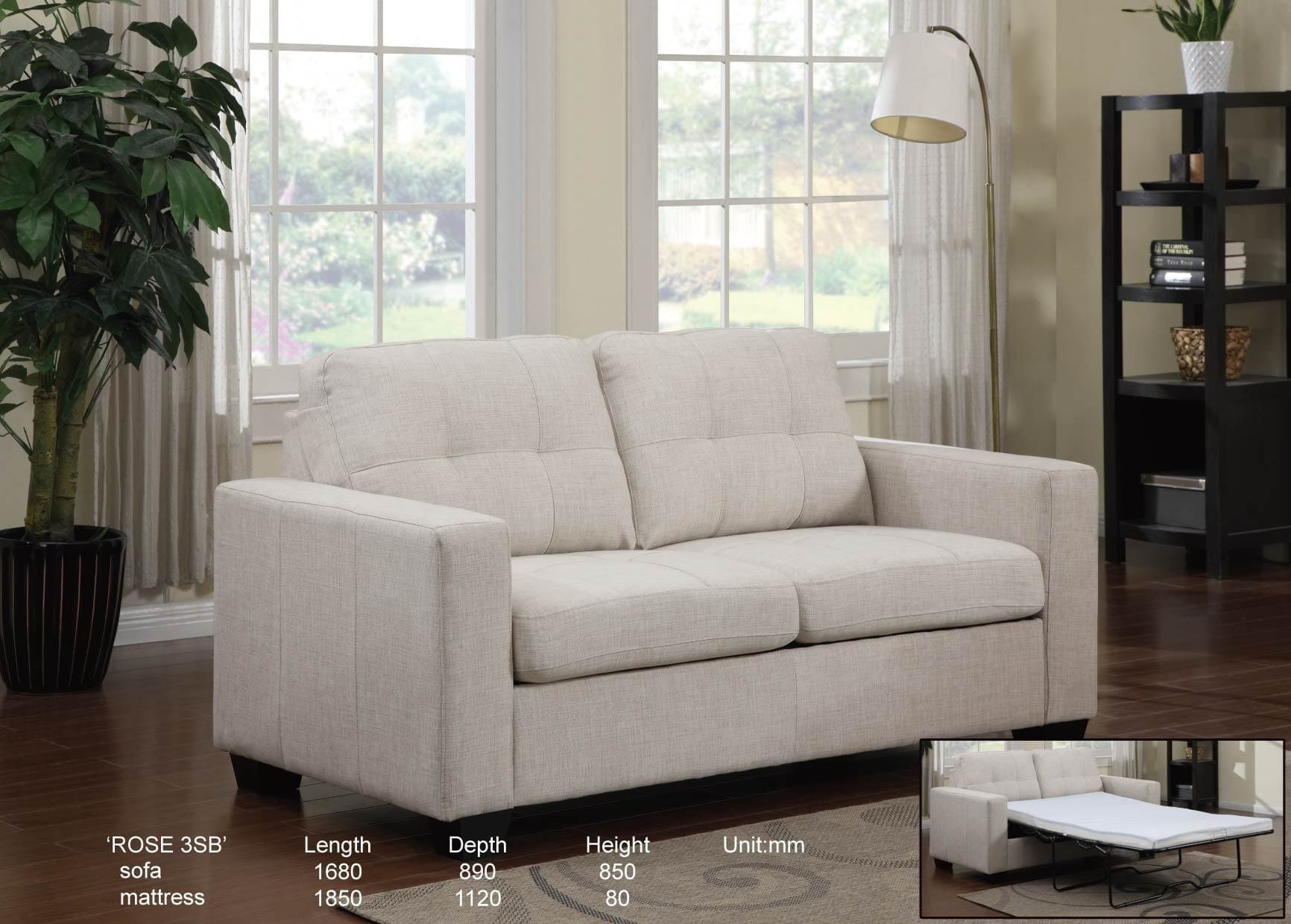 BroDeals Sofas Rose 2 Seater Sofabed - Beige