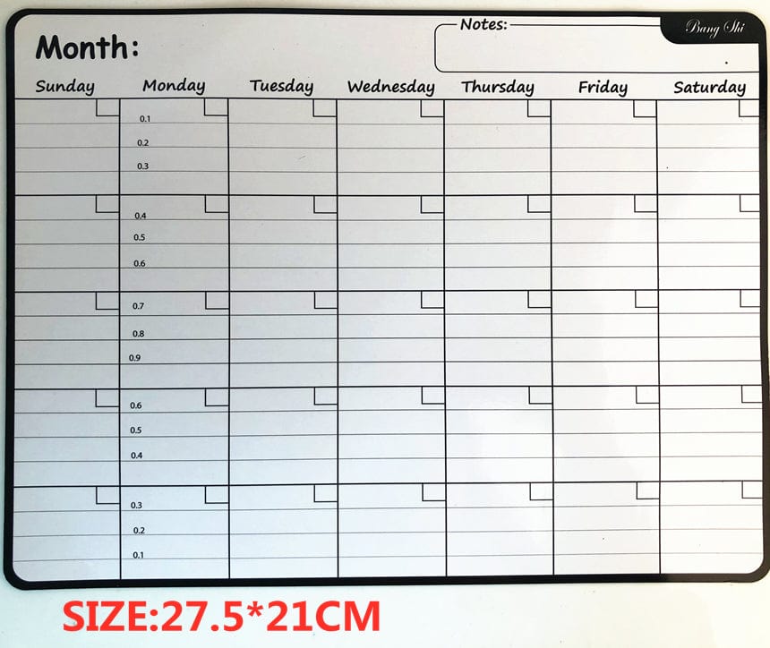 BroDeals Whiteboard Magnetic Monthly Whiteboard