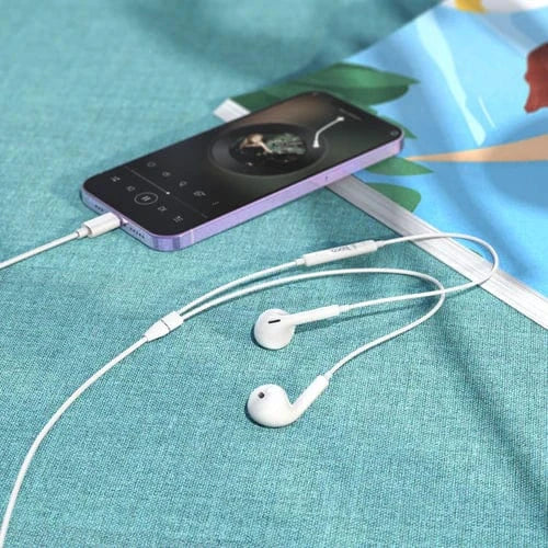 Hoco Earphone Wired Lightning Earphone w/ Plug-And-Play (No Need Bluetooth)