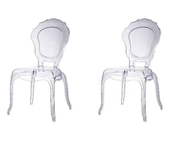 BroDeals Kitchen & Dining Room Chairs 2 Chairs Clear Louis Dining Chair Indoor/Outdoor