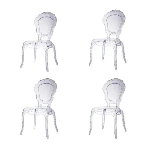 BroDeals Kitchen & Dining Room Chairs 4 Chairs Clear Louis Dining Chair Indoor/Outdoor