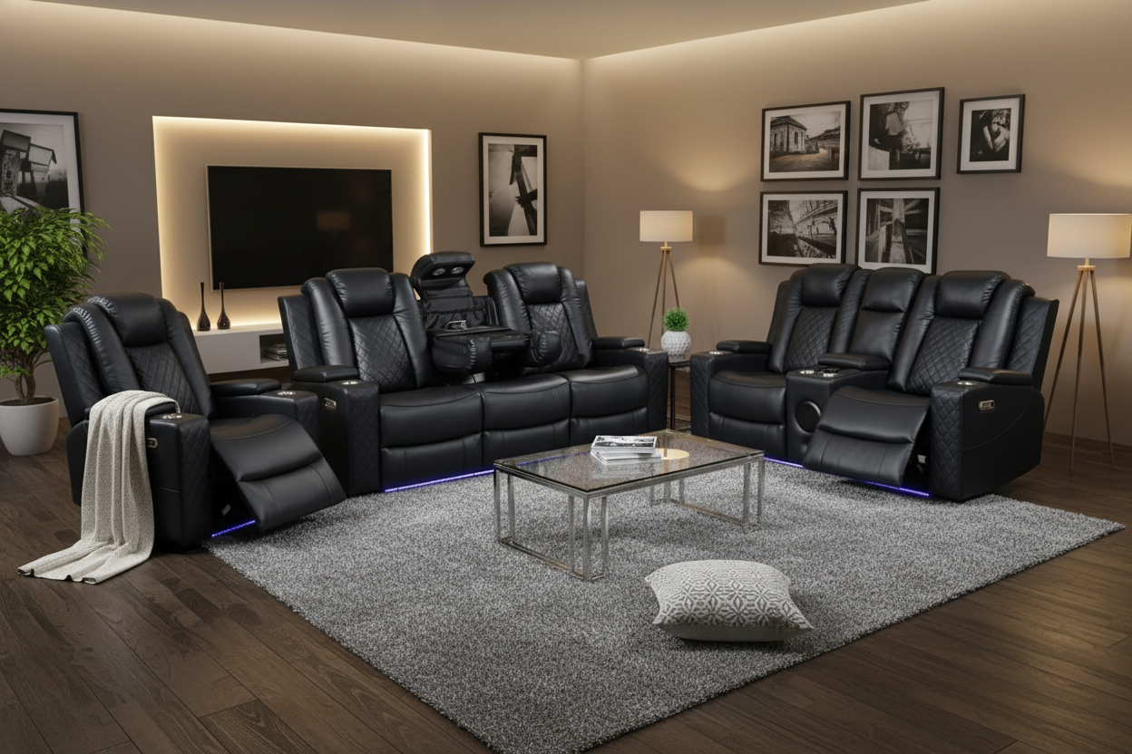 Monroe Dual Motor Recliner Lounge Suite