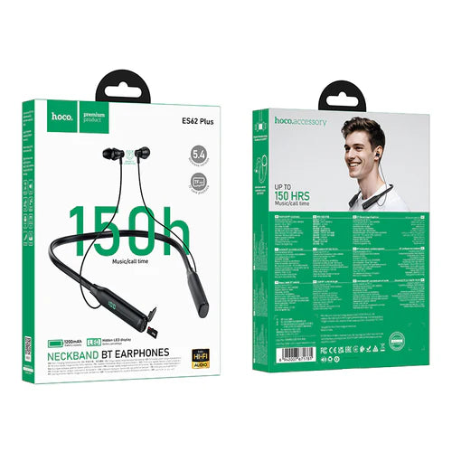 Neckband Bluetooth Earphone w/ MicroSd Card Input, 150 Hours, LED Battery Display