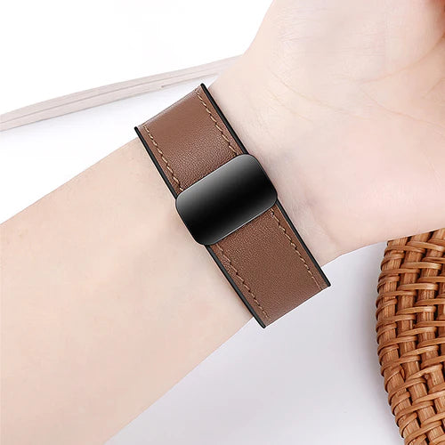 Universal Leather Watch Strap with Magnetic Buckle
