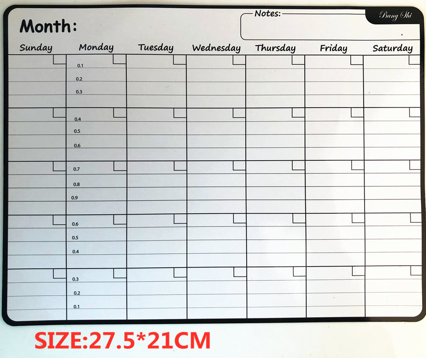 Magnetic Monthly Whiteboard