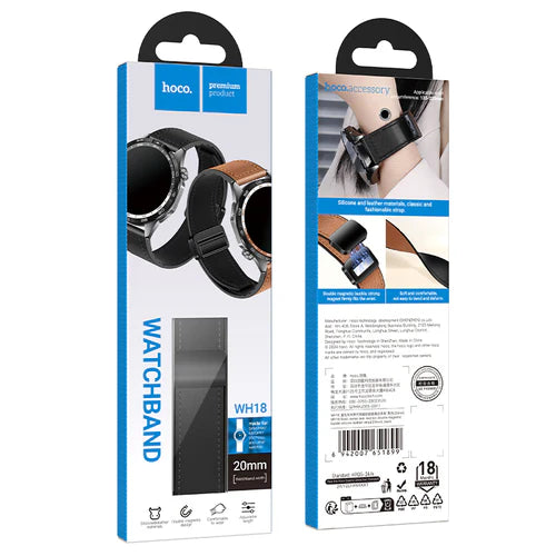 Universal Leather Watch Strap with Magnetic Buckle