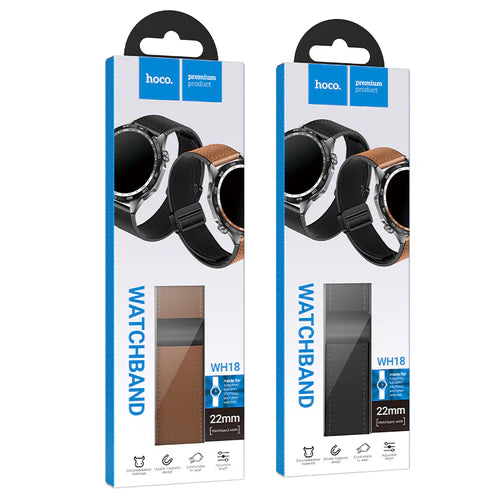 Universal Leather Watch Strap with Magnetic Buckle