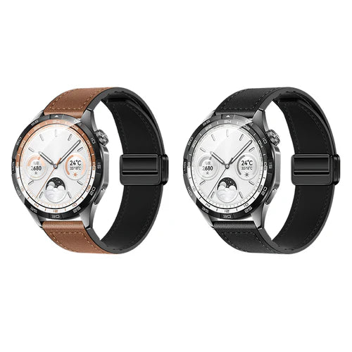 Universal Leather Watch Strap with Magnetic Buckle