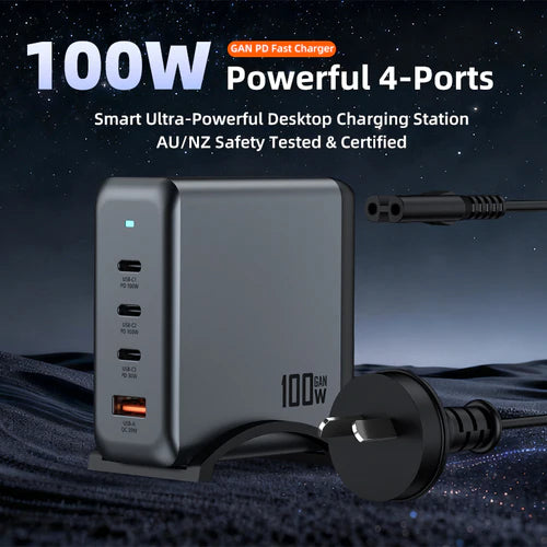 100W 4-Port PD GaN Ultra Fast Desktop Charging Station