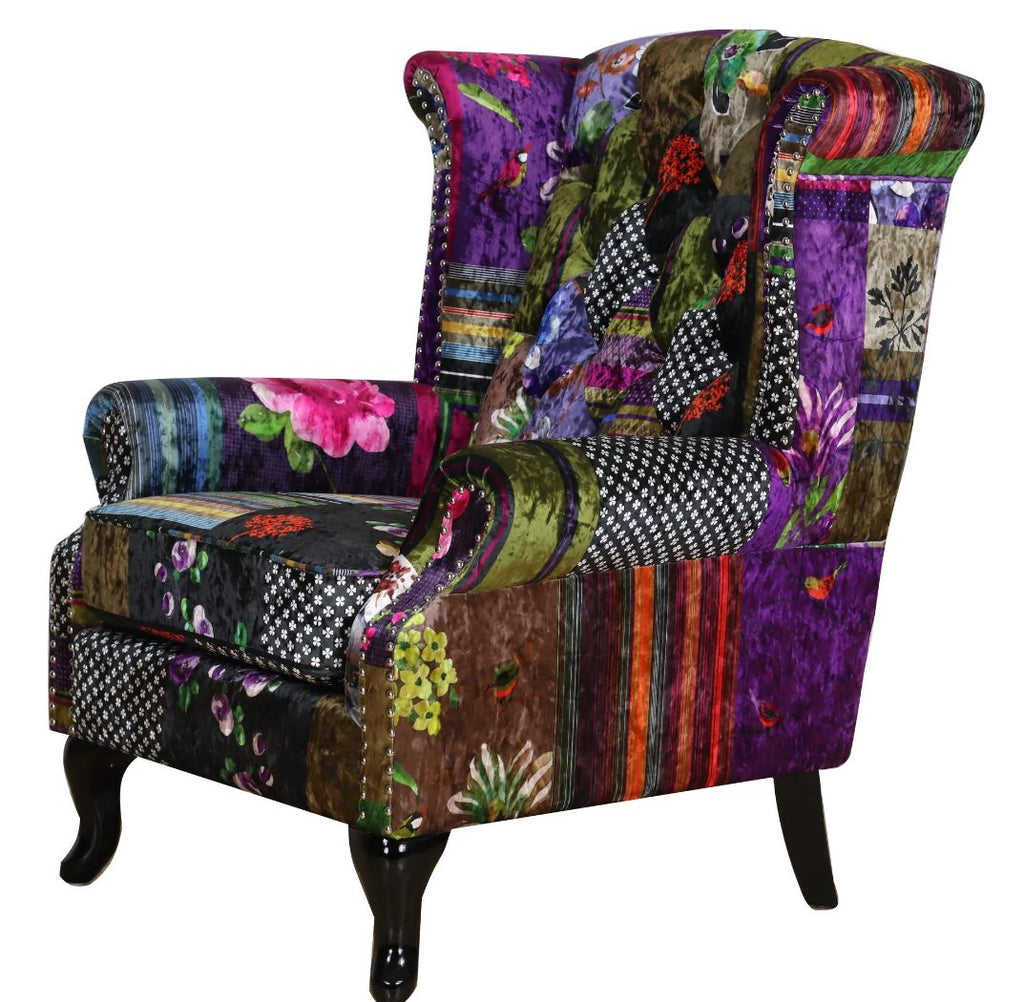 Patchwork Wingback Large Chair
