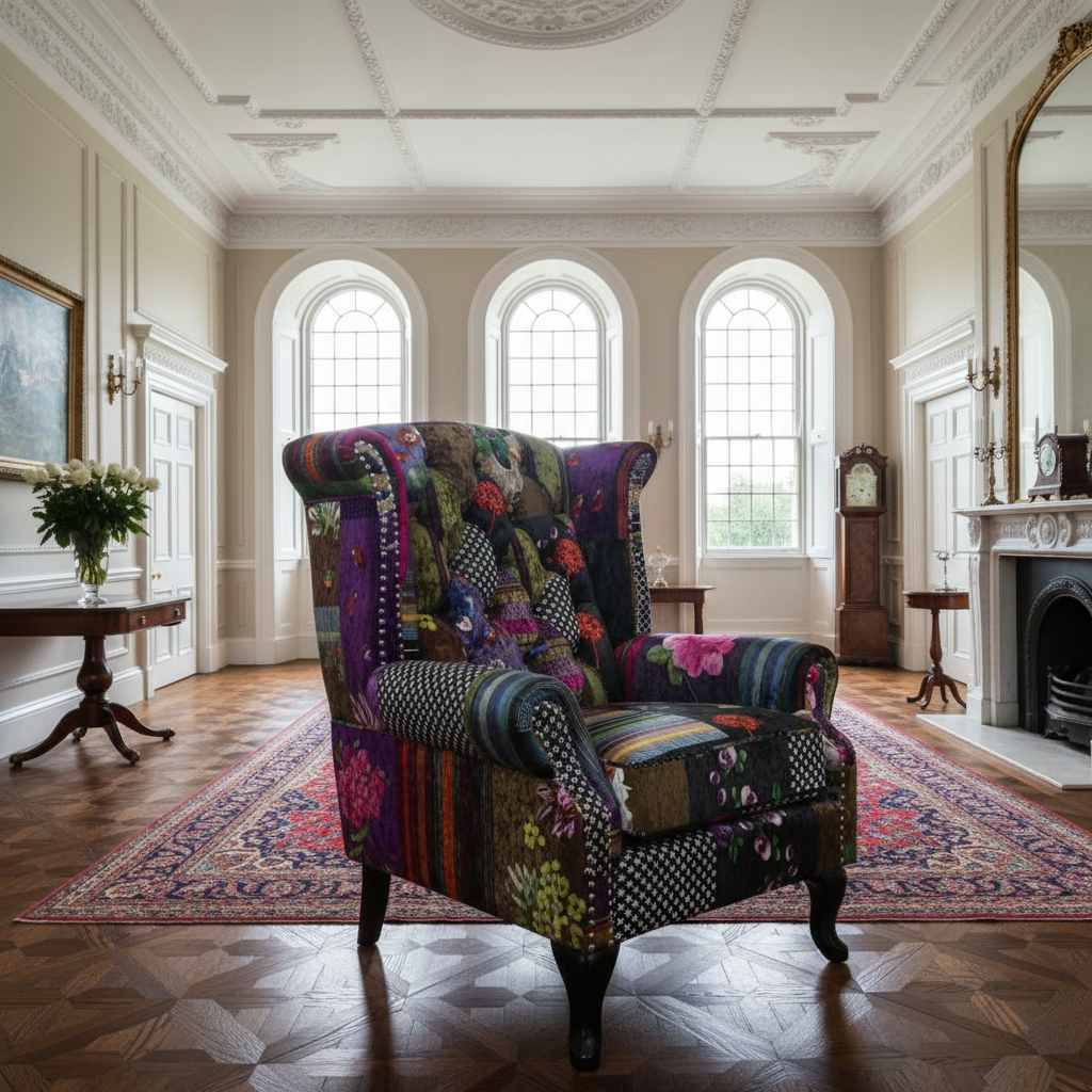 Patchwork Wingback Large Chair
