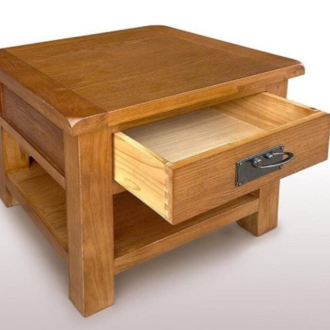 Oak Lamp Table with One Drawer