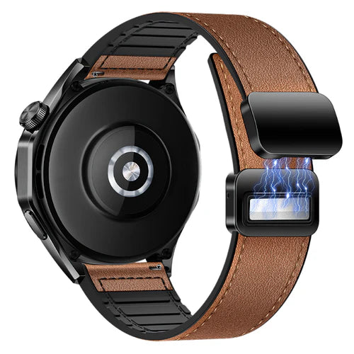 Universal Leather Watch Strap with Magnetic Buckle