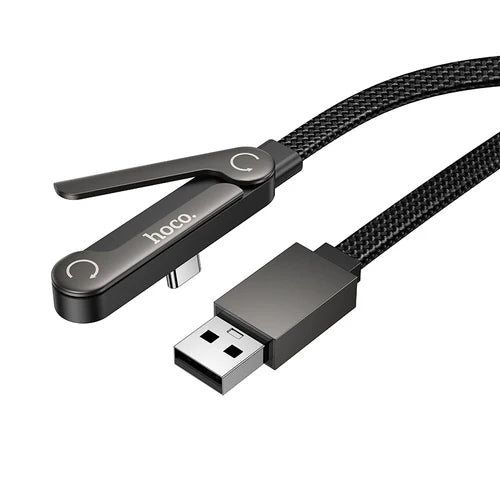 Nylon Braided Zinc Alloy Charging Cable with Metallic Kick Stand USB A to USB C
