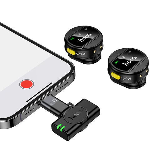 Dual Wireless Digital Microphone w/ USB-C Connector + Lightning Adaptor, ENC Noise Cancellation