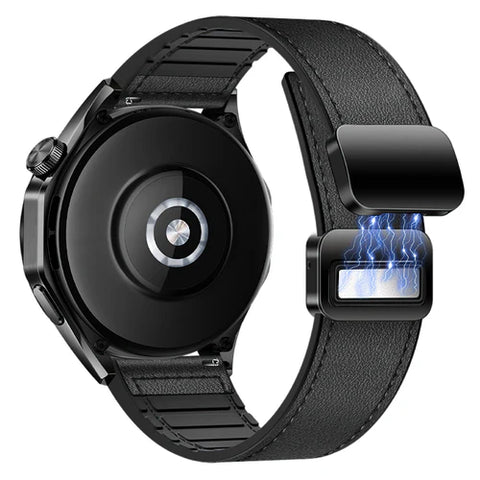 Universal Leather Watch Strap with Magnetic Buckle