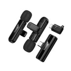 Dual Wireless Digital Microphone w/ USB-C Connector + Lightning Adaptor, DSP Noise Cancellation