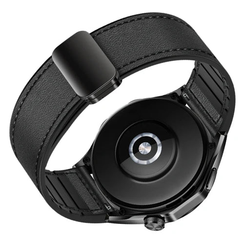 Universal Leather Watch Strap with Magnetic Buckle