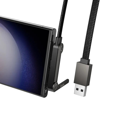 Nylon Braided Zinc Alloy Charging Cable with Metallic Kick Stand USB A to USB C