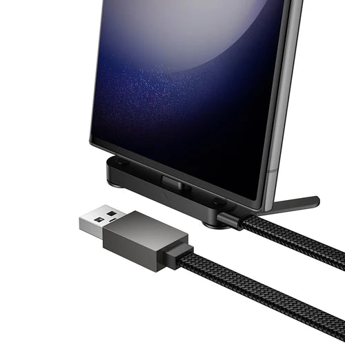 Nylon Braided Zinc Alloy Charging Cable with Metallic Kick Stand USB A to USB C