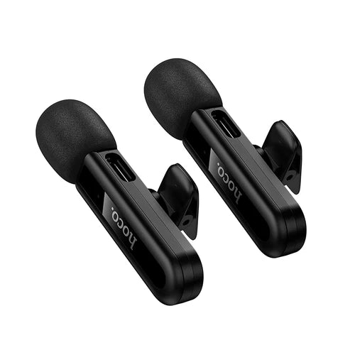 Dual Wireless Digital Microphone w/ USB-C Connector + Lightning Adaptor, DSP Noise Cancellation