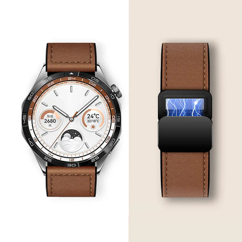 Universal Leather Watch Strap with Magnetic Buckle