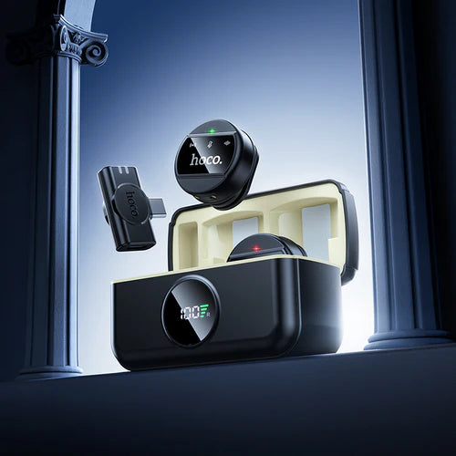 Dual Wireless Digital Microphone w/ USB-C Connector + Lightning Adaptor, ENC Noise Cancellation