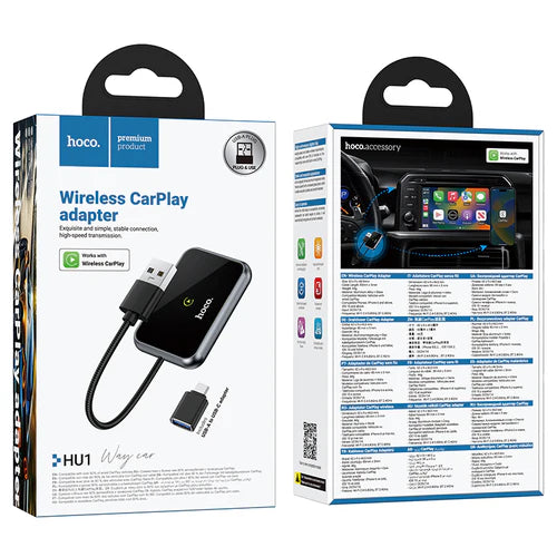 Wireless Adaptor for Apple Car Play w/ USB-A & USB-C Plug