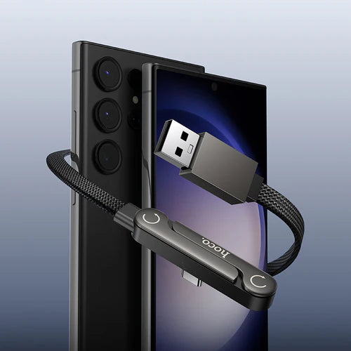 Nylon Braided Zinc Alloy Charging Cable with Metallic Kick Stand USB A to USB C