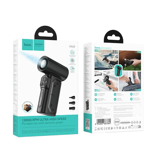 Portable High-Power Fan with 130,000 RPM Ultra-High Speed, Rechargeable Turbo Fan with Digital Display