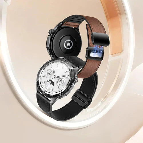 Universal Leather Watch Strap with Magnetic Buckle