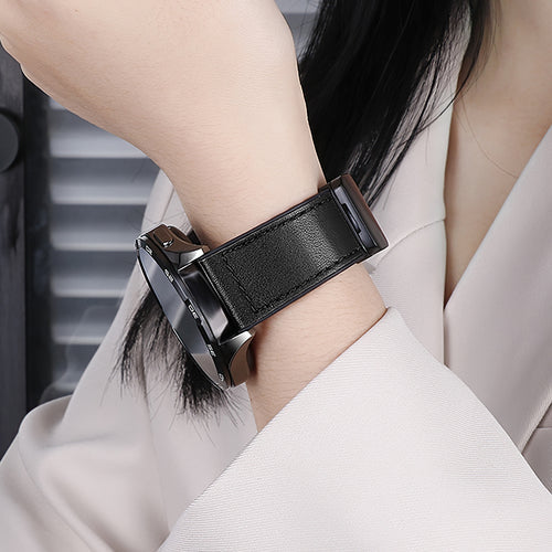 Universal Leather Watch Strap with Magnetic Buckle