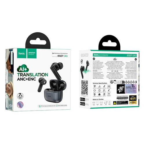 TWS Earbud with AI Translation, ANC+ENC Noise Cancellation, Hoco Music App