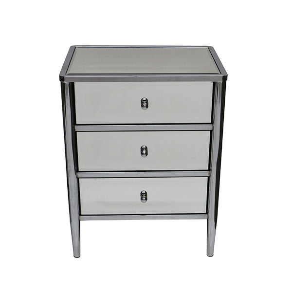 Mirror Bedside Table - Polished Nickel