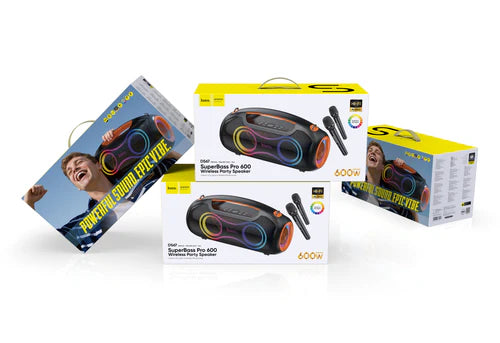 600W Bluetooth Party Speaker with 2 Wireless Microphones