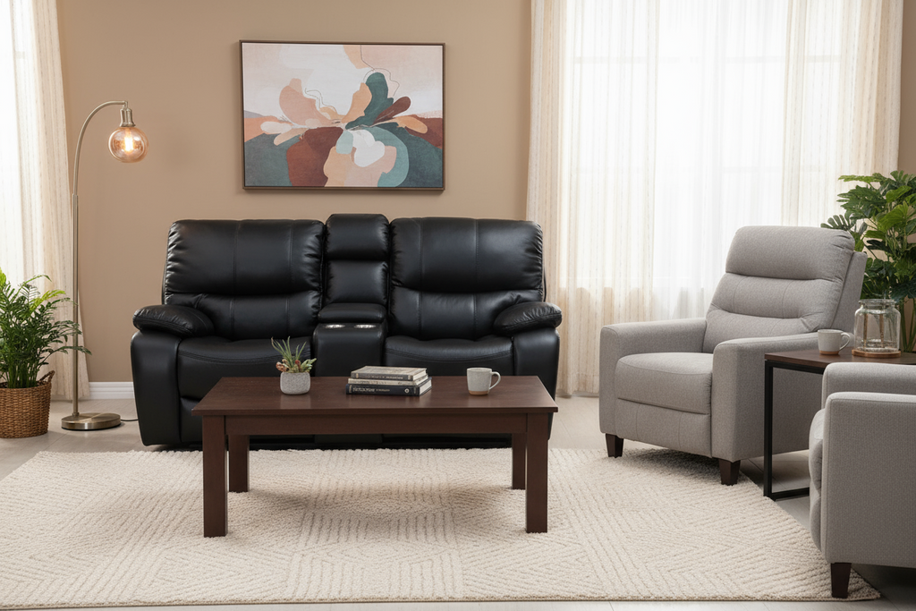 Bergen Manual Recliner 2 Seater with Console