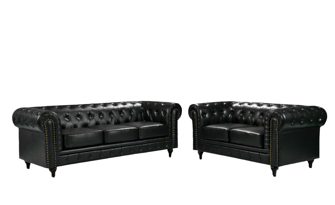 Boston Chesterfield Sofa Set - 3+2 - Black