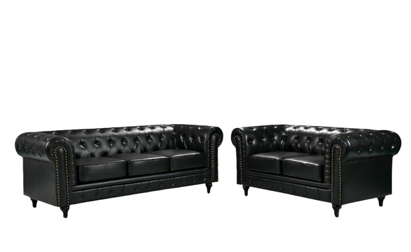 Boston Chesterfield Sofa Set - 3+2 - Black