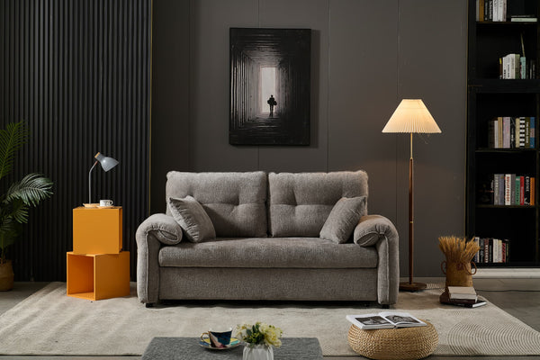 Shelby 2 Seater Roll Out Sofa bed - Silver