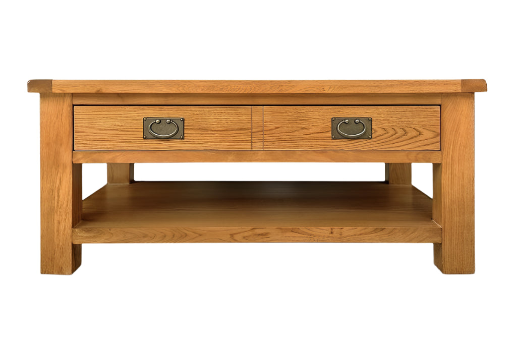Oak Coffee Table with Two Drawers