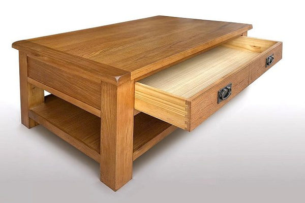 Oak Coffee Table with Two Drawers