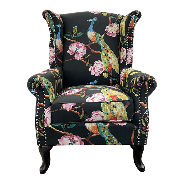 Peacock Wingback Armchair - Black