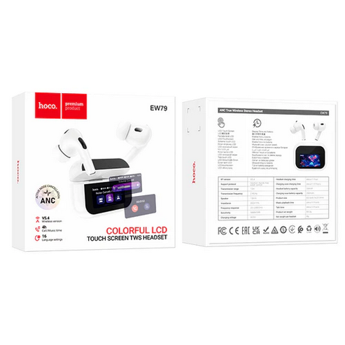 TWS Earbud w/ LCD Touch Screen, ANC Noise Cancelling, 4 Hours