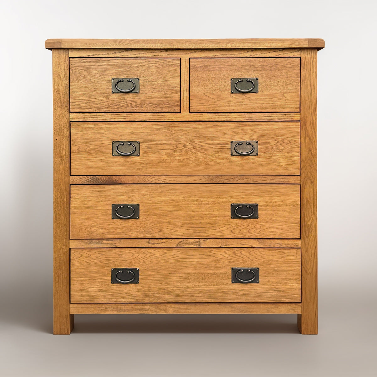 Oak 5 Drawer Tallboy
