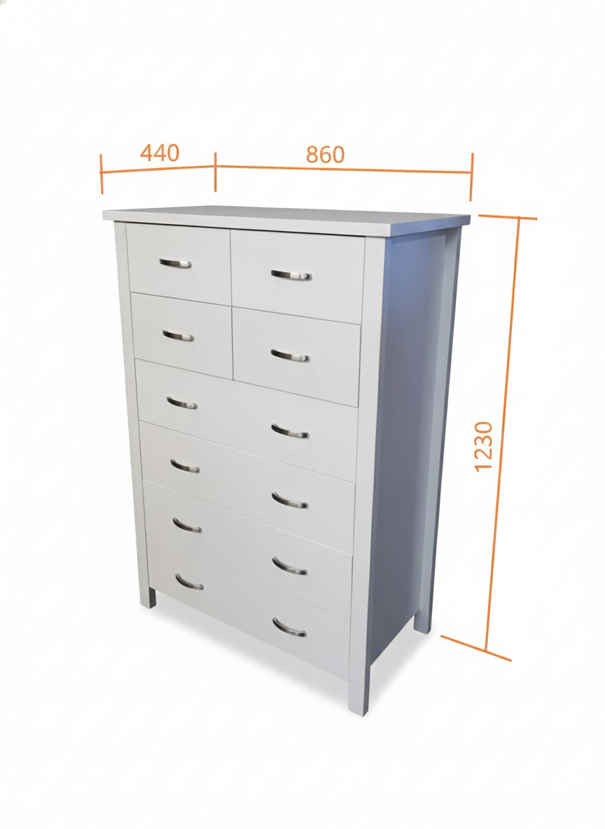 Patty 8 Drawers Tallboy - White