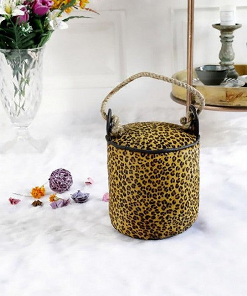 Leopard Leather Door Stop - Round