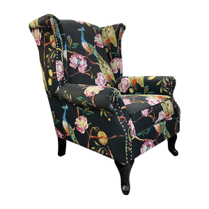 Peacock Wingback Armchair - Black